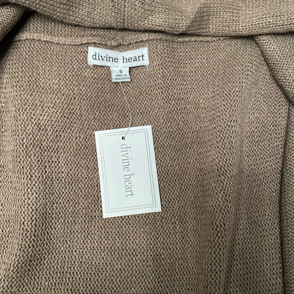 Woman’s brown open front cardigan with black faux leather sleeves detail, size S - Picture 7 of 8